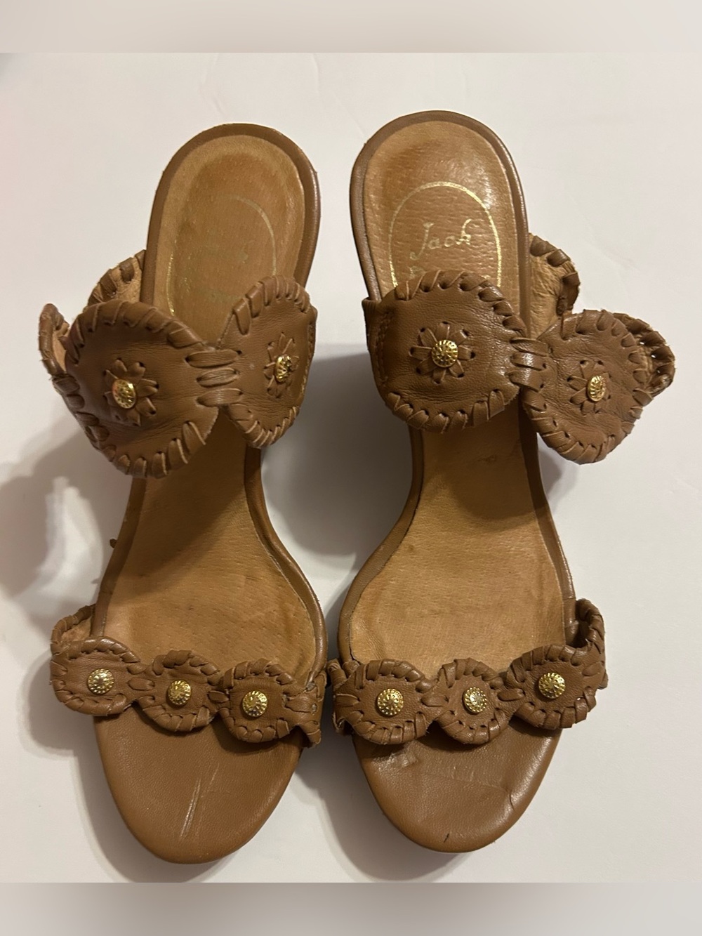 Jack Rogers Tan Leather wedge Sandals